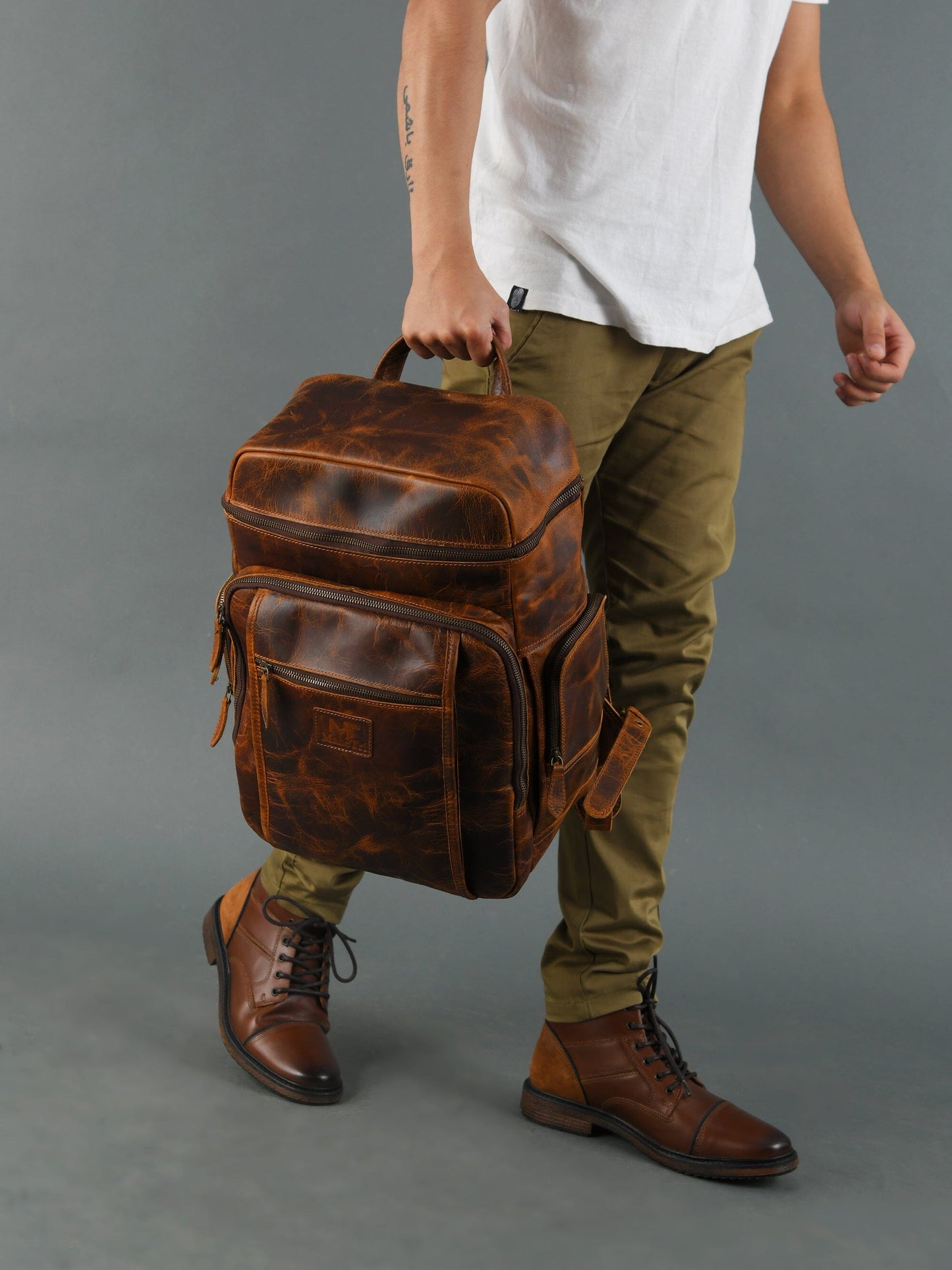 Alpha Caramel Buffalo Leather Travel Backpack - Concordia Style Boutique