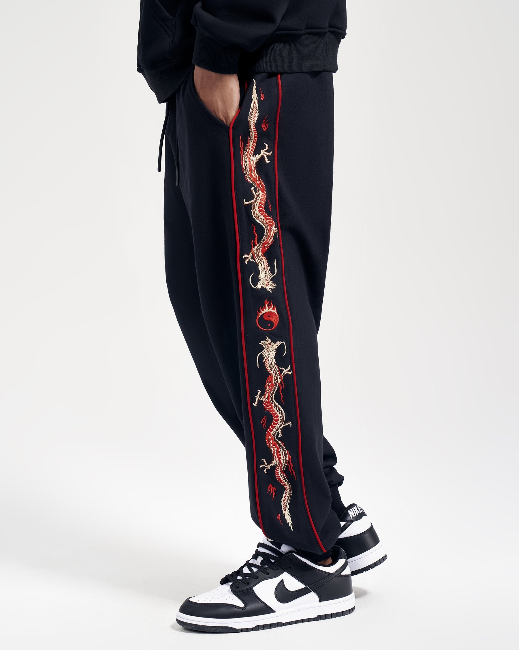 KH7061 Dragon Embroidery Joggers - Concordia Style Boutique