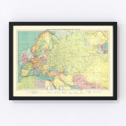 Vintage Map of Europe, 1922 - Concordia Style Boutique
