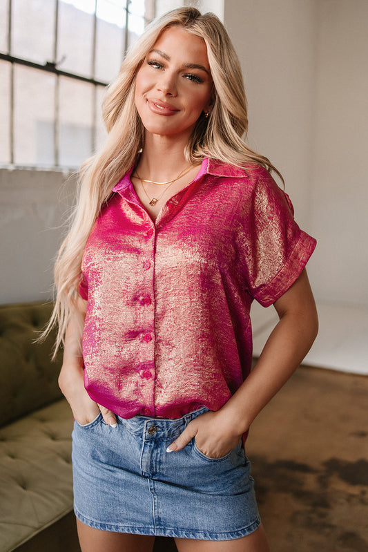 Amoura Metallic Sheen Buttoned Top - Concordia Style Boutique