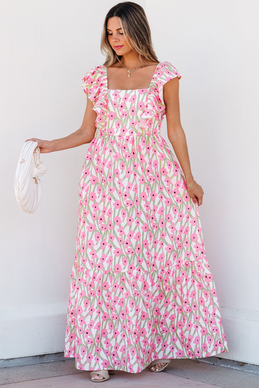 Angelica Floral Ruffled Strap Maxi Dress - Concordia Style Boutique