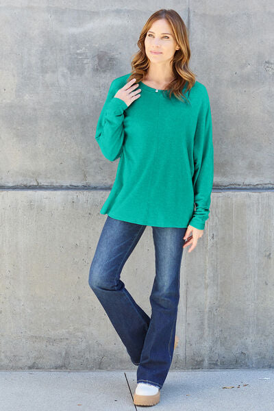 Double Take Full Size Round Neck Long Sleeve T-Shirt - Concordia Style Boutique