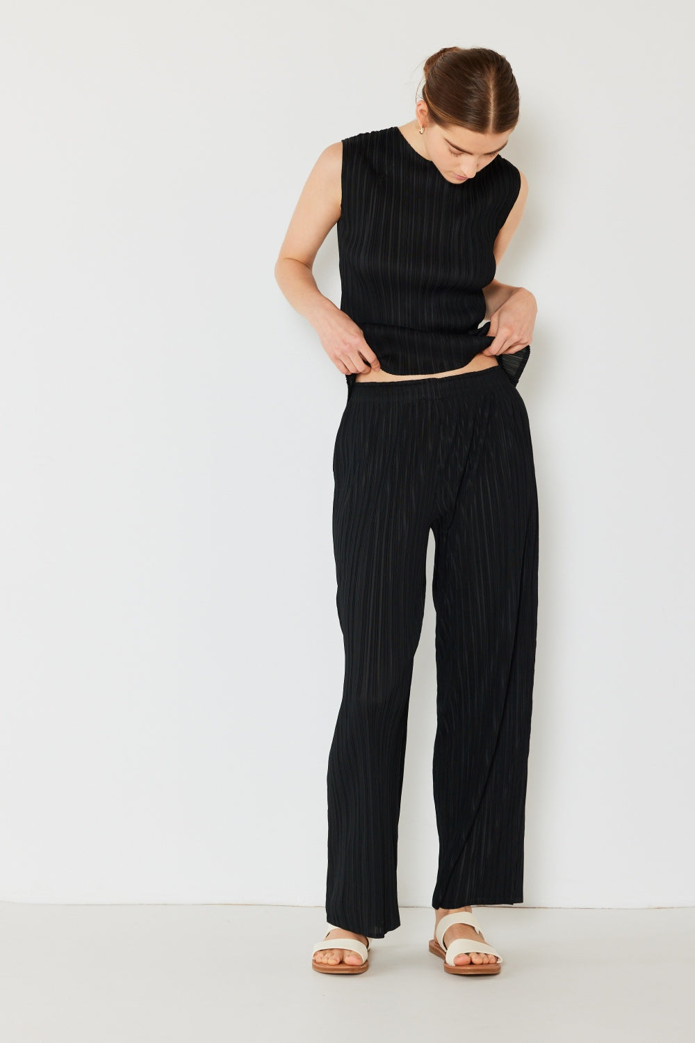 Marina West Swim Pleated Elastic-Waist Straight Pants - Premium Waist Straight Pants from Concordia Style Boutique - Just $52.80! Shop now at Concordia Style Boutique