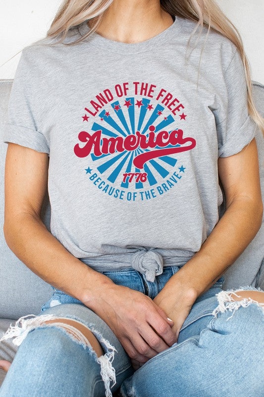 America Land Of The Free Of The Brave Graphic Tee - Concordia Style Boutique
