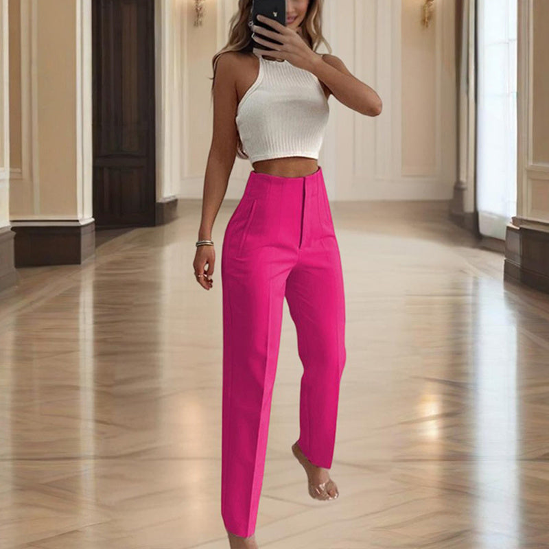 Women's High-Waisted Straight Leg Pants