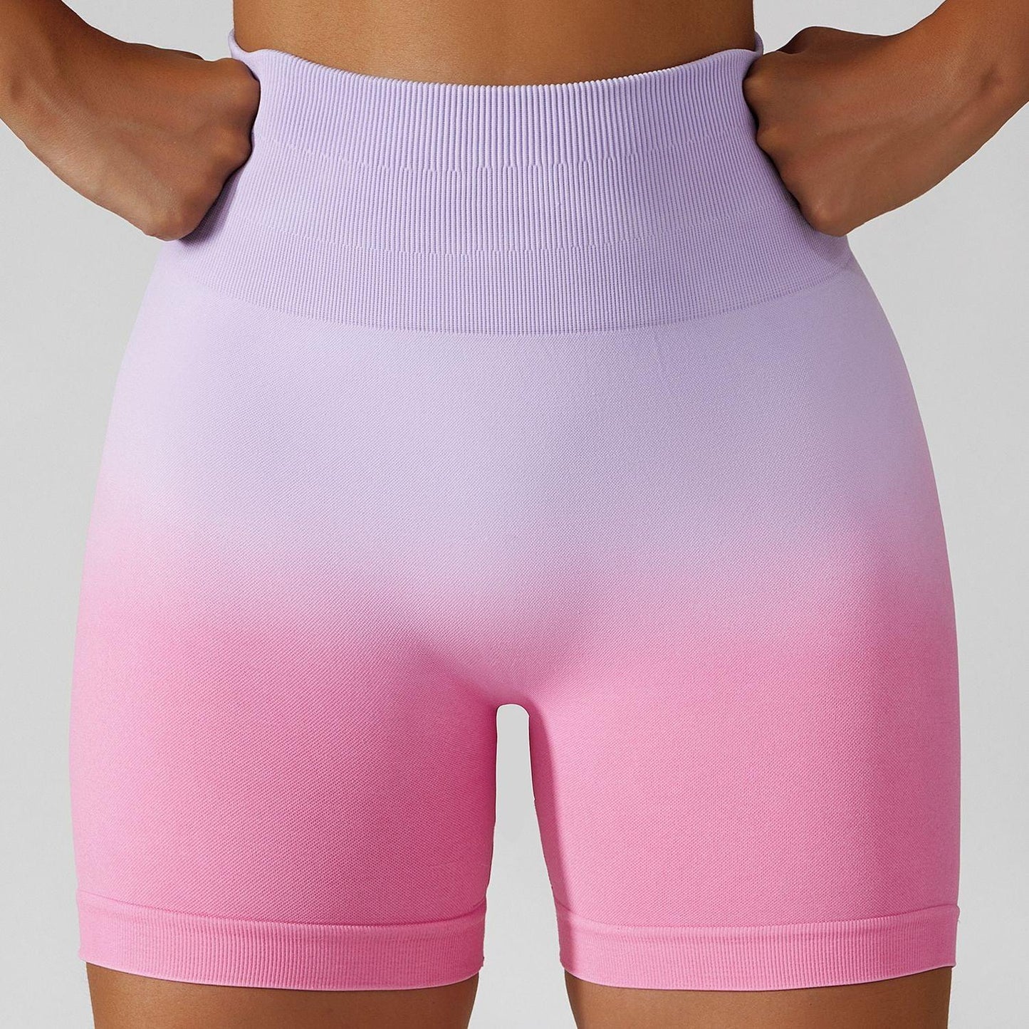 Gradient High-Waisted Yoga Shorts for Cowgirl Fitness | Seamless Activewear for Yoga, Running