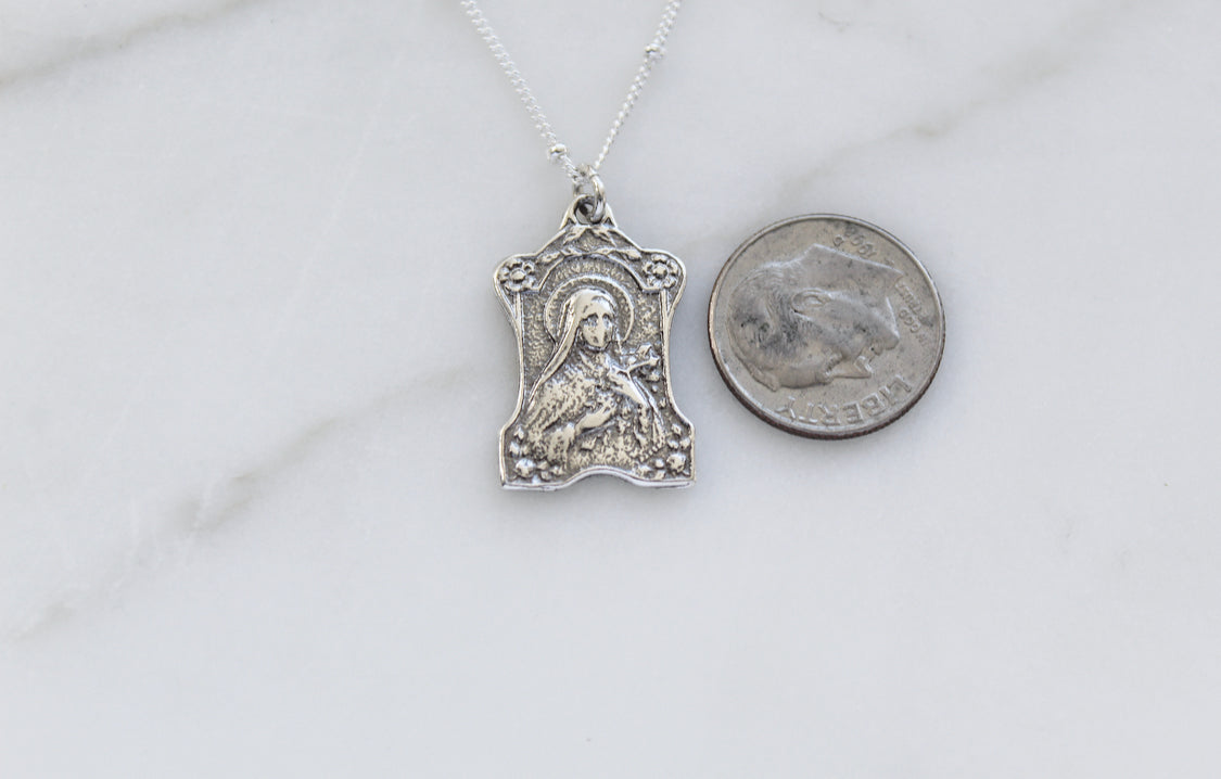St. Therese of Lisieux Necklace in 925 Sterling Silver