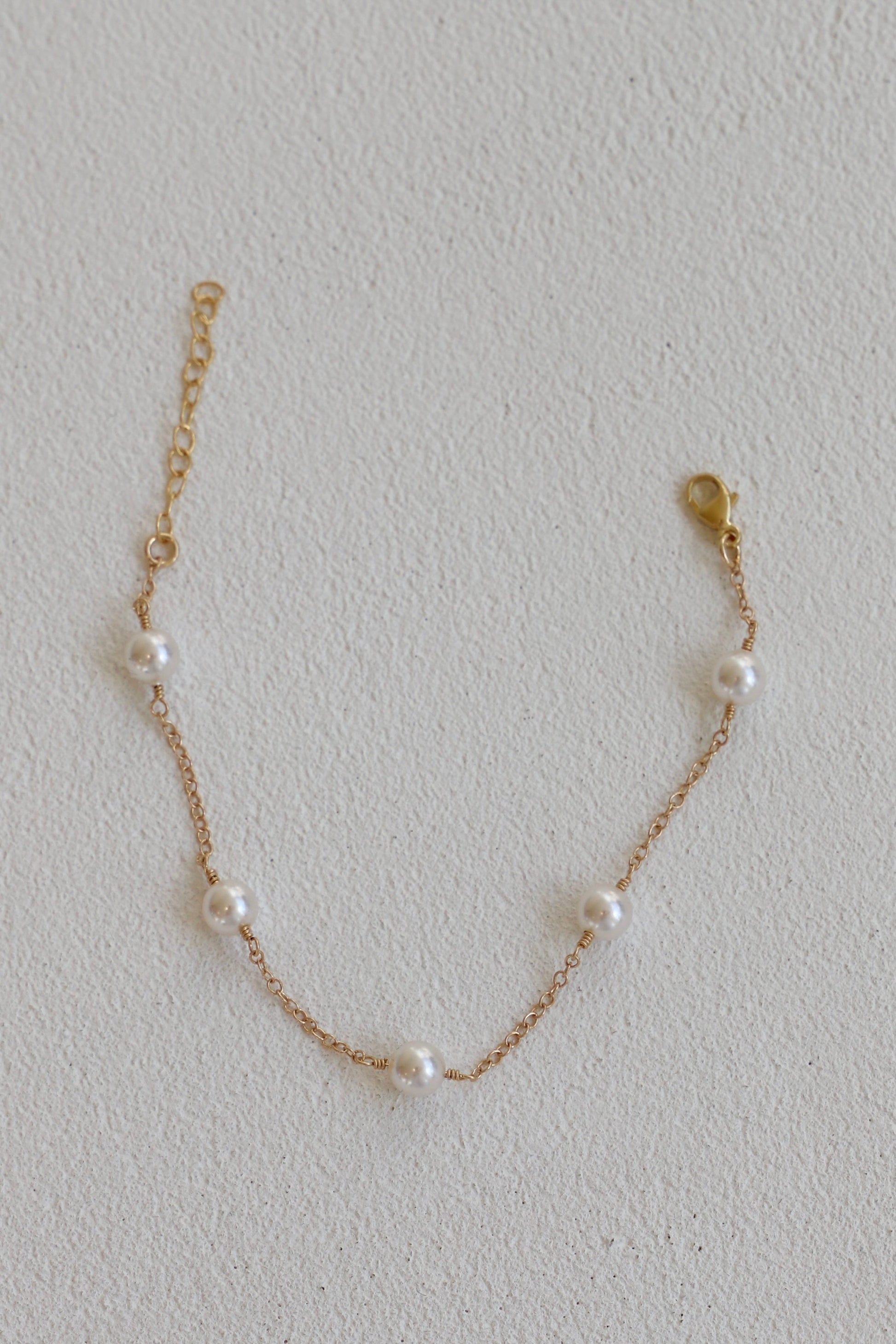 GOLD PEARL STATION BRACELET - Concordia Style Boutique
