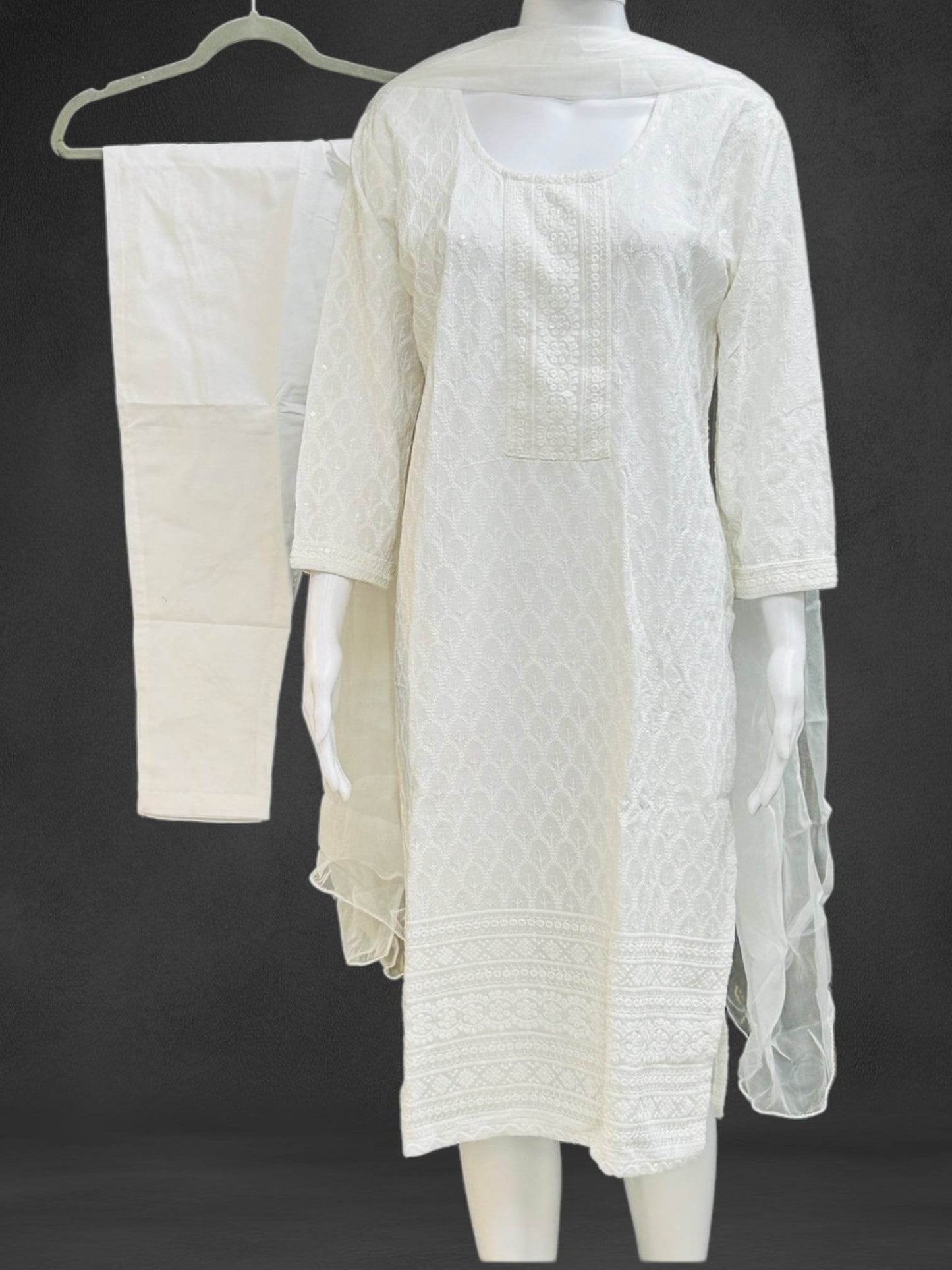 Cotton Chikankari kurti set | white salwar suit