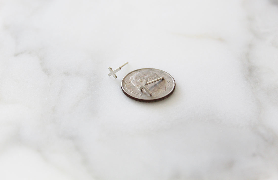 Cross Studs in Sterling Silver