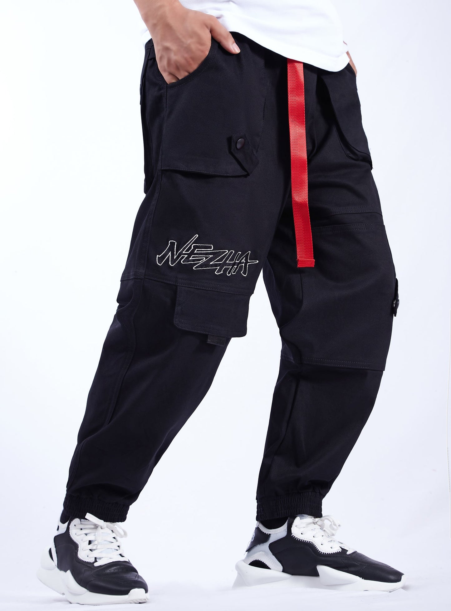 IBP332 Yin Yang Black Cargo Pants - Concordia Style Boutique