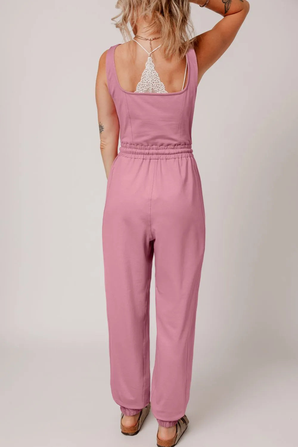 Elastic Waist Sleeveless Square Neck Jumpsuit - Concordia Style Boutique