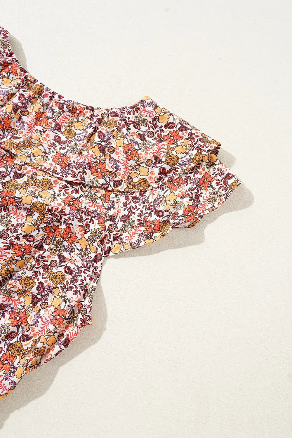 Floral Print Knot V Neck Ruffled Sleeve Blouse - Concordia Style Boutique