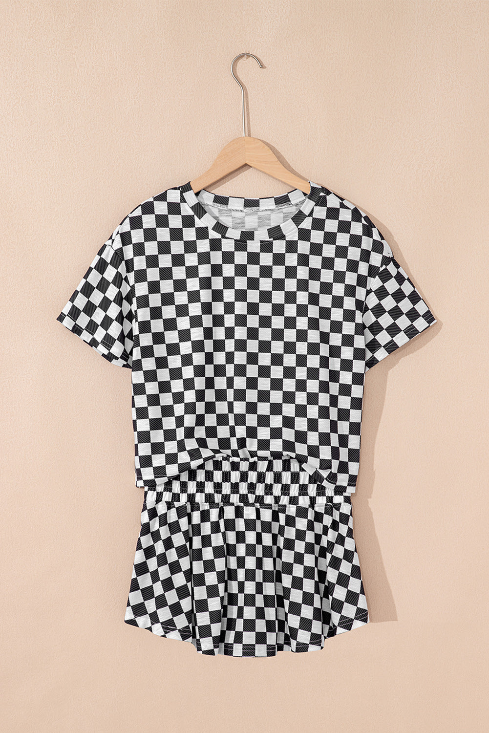 Luxury Checkerboard T Shirt and High Waist Skorts Set - Concordia Style Boutique