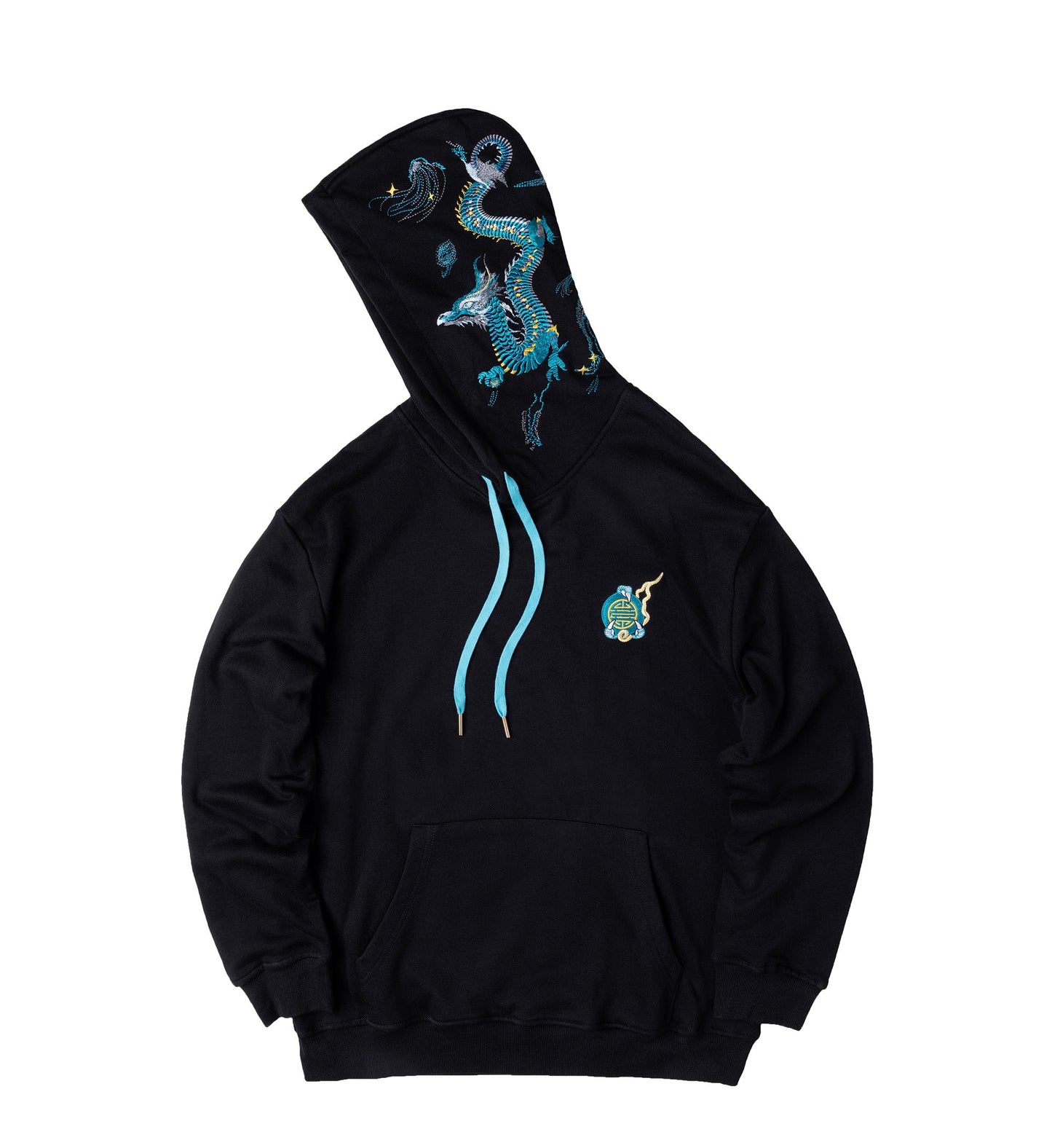 KH9000 Blue Dragon Embroidery Hoodie - Concordia Style Boutique
