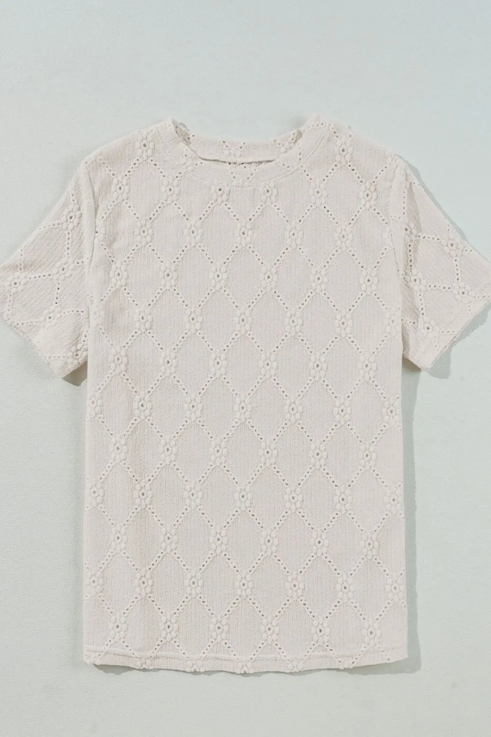 Eyelet Round Neck Short Sleeve Blouse - Concordia Style Boutique