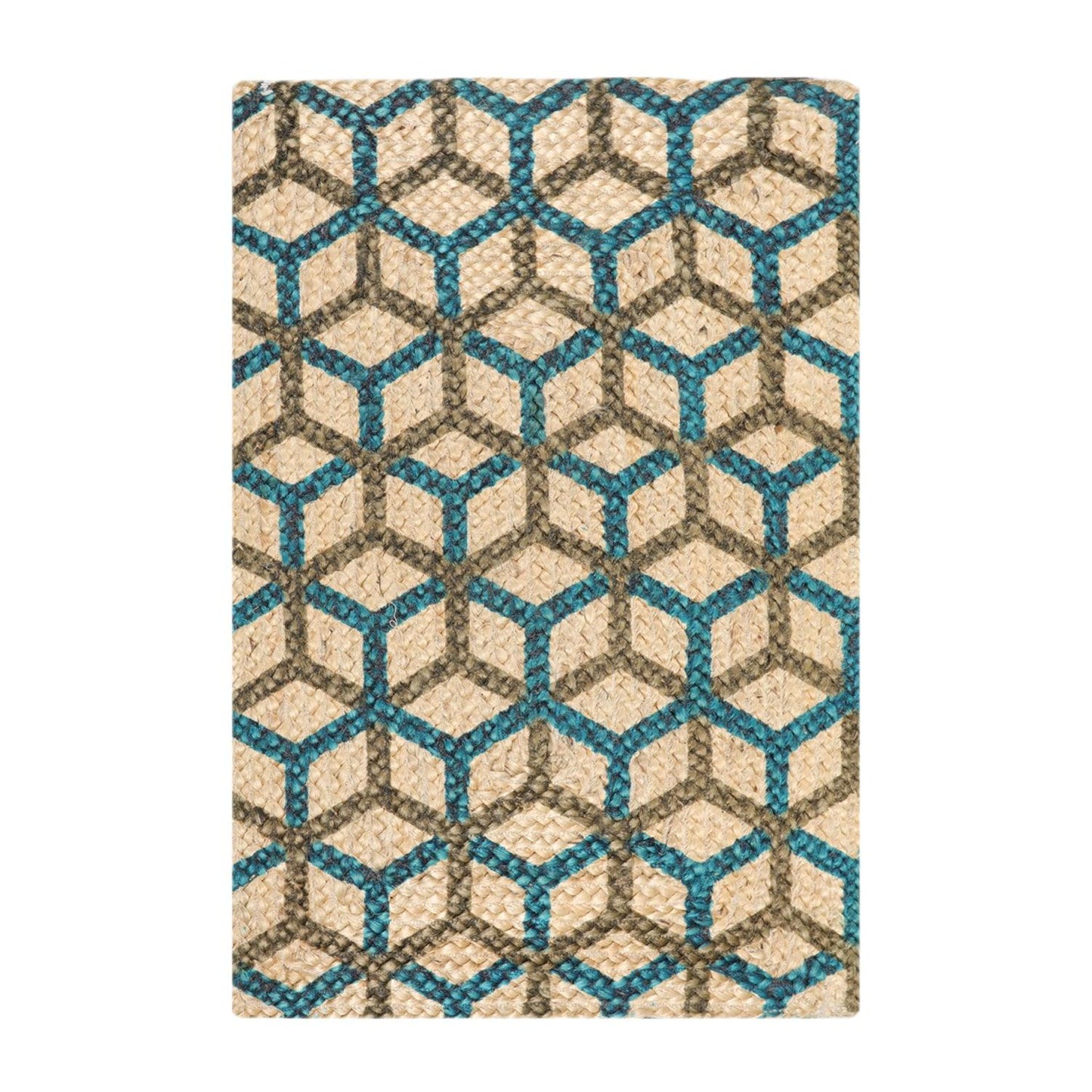 2'  00"x3'  00" Braided Mat  Oriental Area Persian Rug - Premium Braided Mat;Hand Made;2x3;Rectangle;Tan, Teal, Brown;Modern & Contemporary from Oriental Rug Of Houston - Just $20! Shop now at Concordia Style Boutique