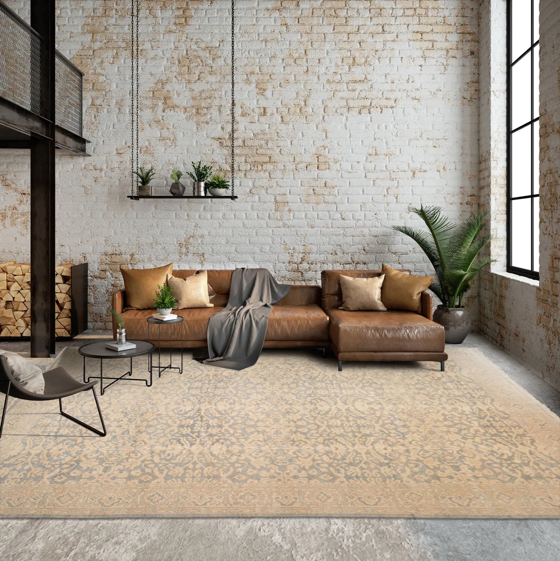 10' x 14' Hand Knotted Wool Antique Reproduction Erased Pattern Area Rug Beige - Concordia Style Boutique