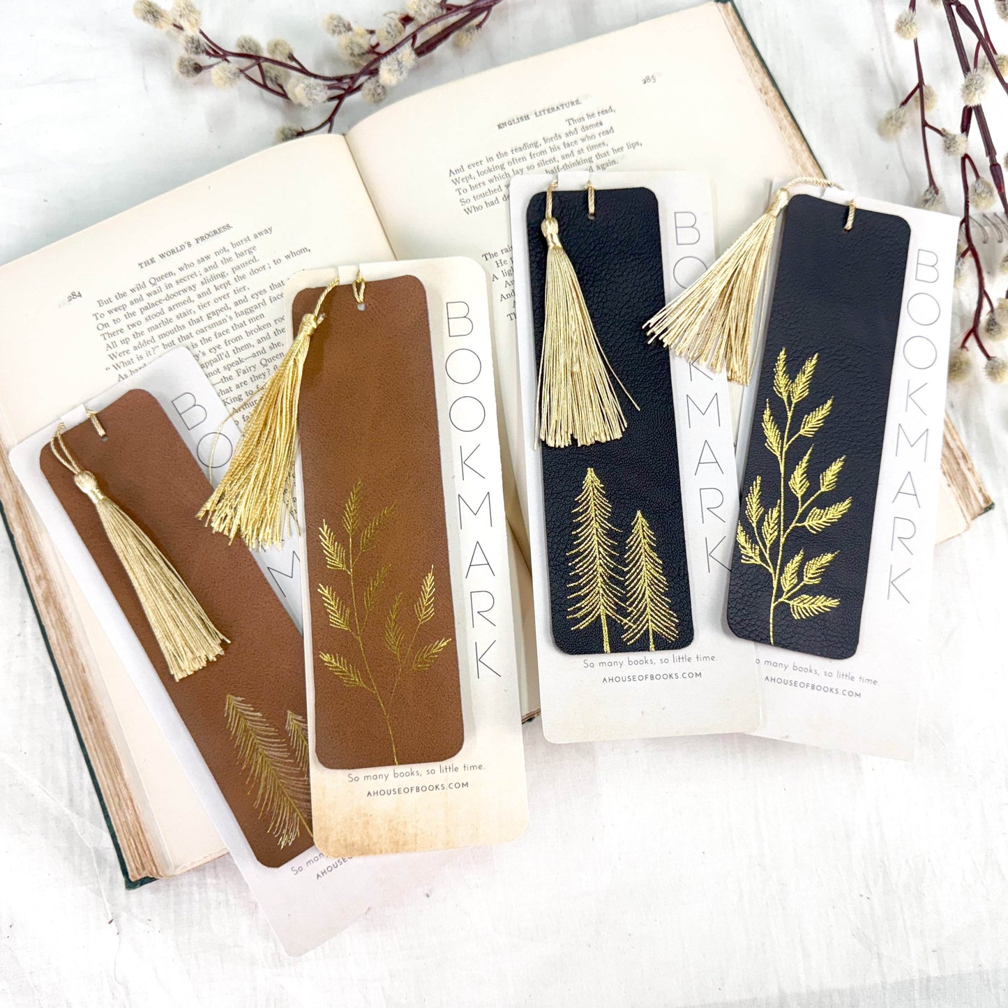Leather Tassel Bookmarks- Trees - Concordia Style Boutique
