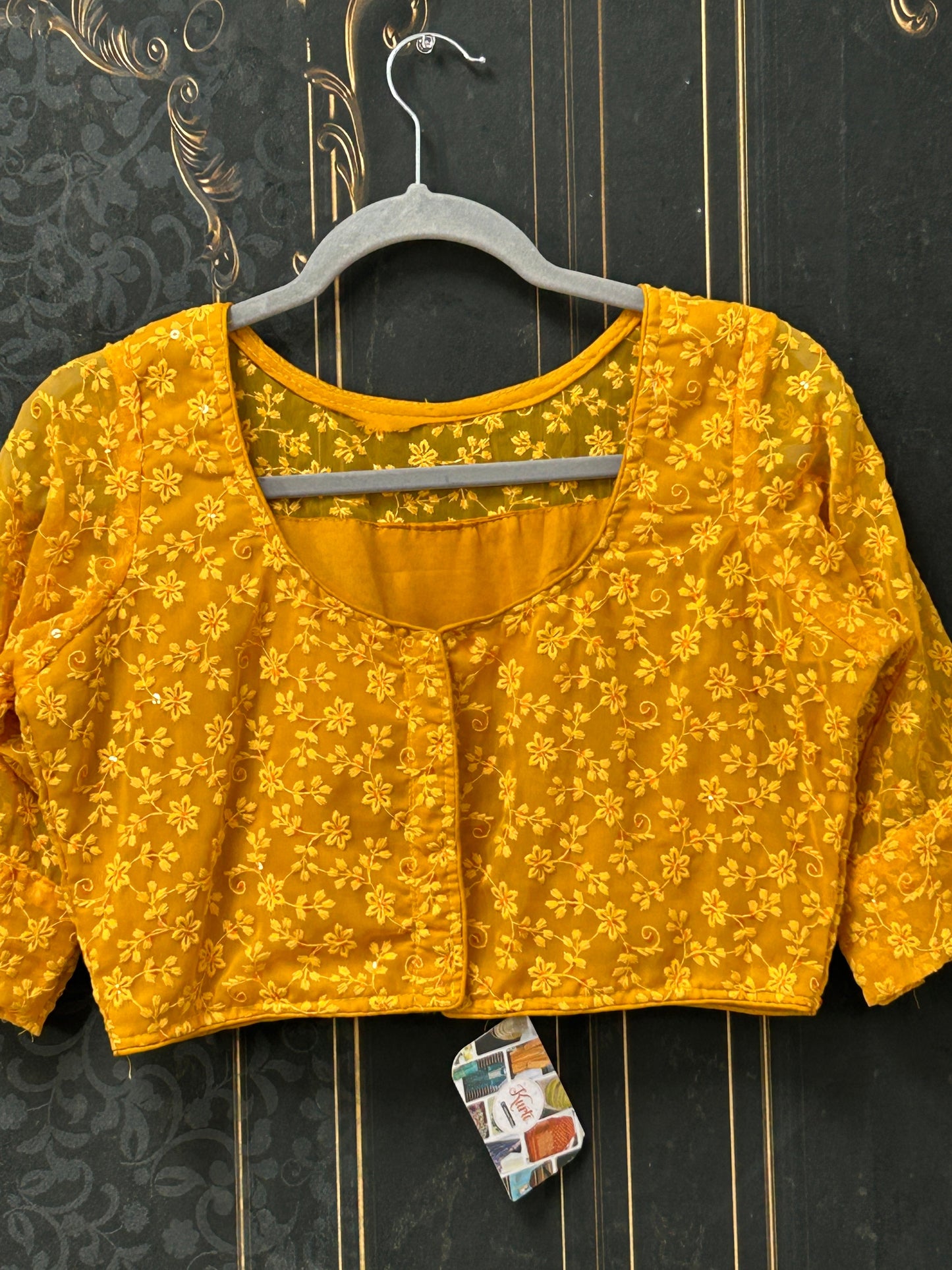Chikankari blouse : yellow