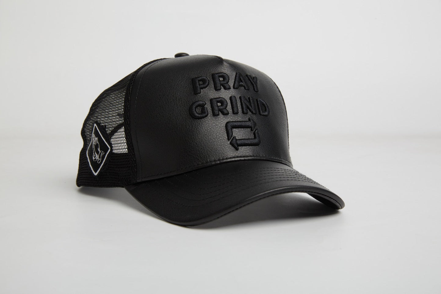 Pray Grind Repeat- Asphalt Leather / Signature Series Snap-Back - Concordia Style Boutique
