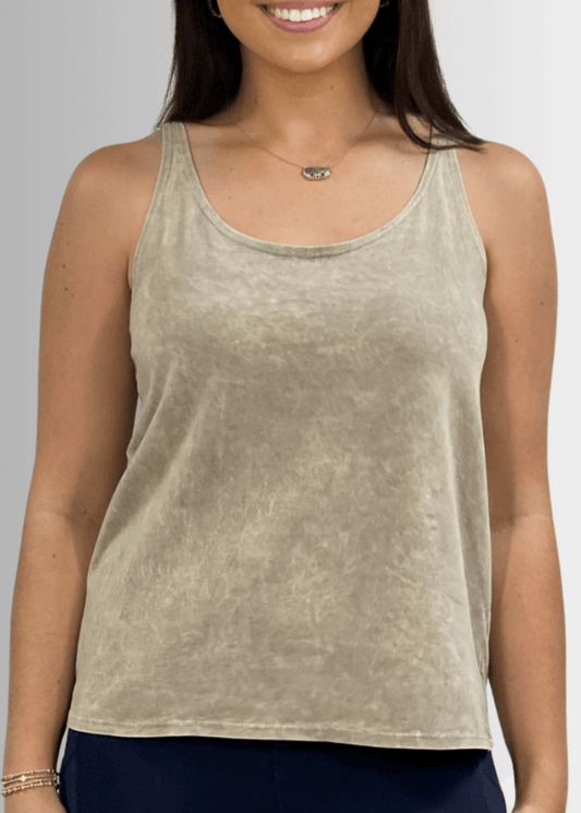 Twenty Four Seven Cotton Tank in Stone - Concordia Style Boutique
