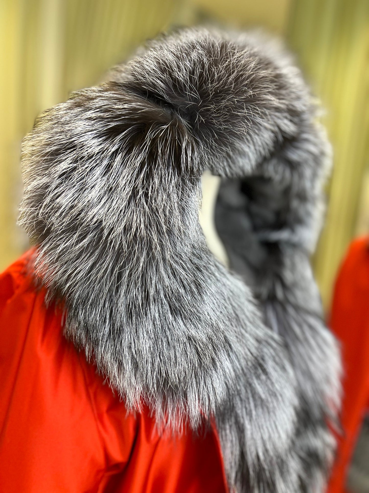 Roma Genuine Silver Fox Fur Rabbit Fur Insulated Parka in Red