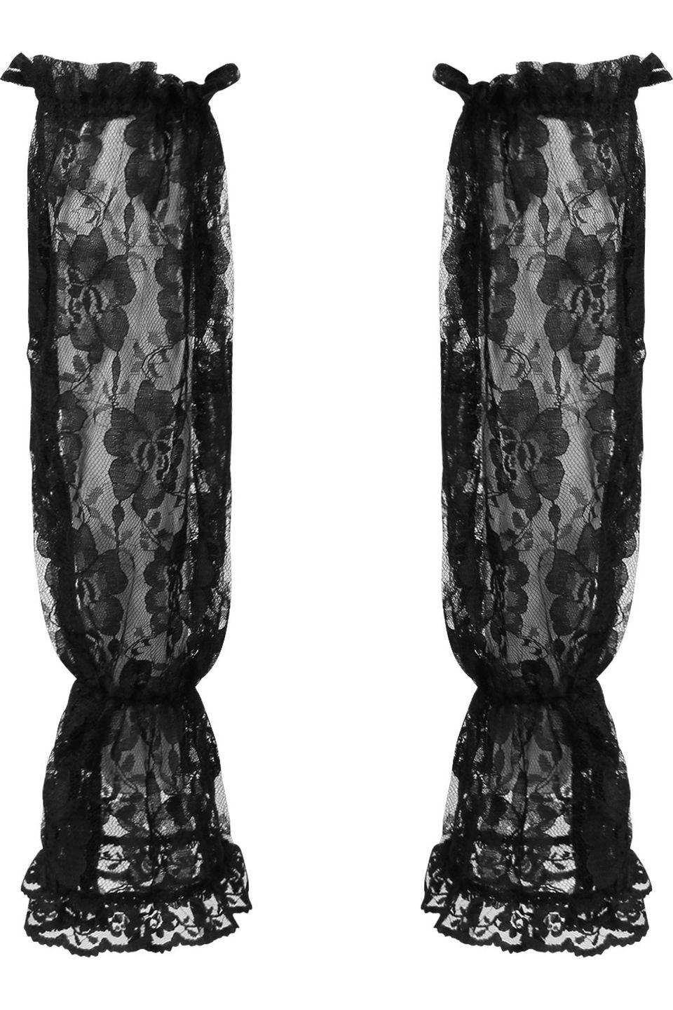 Black Sheer Lace Smocked Sleeves