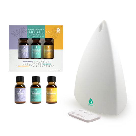 Pursonic Aromatherapy Diffuser & Essential Oil Set -Ultrasonic Top 3 Oils - Concordia Style Boutique