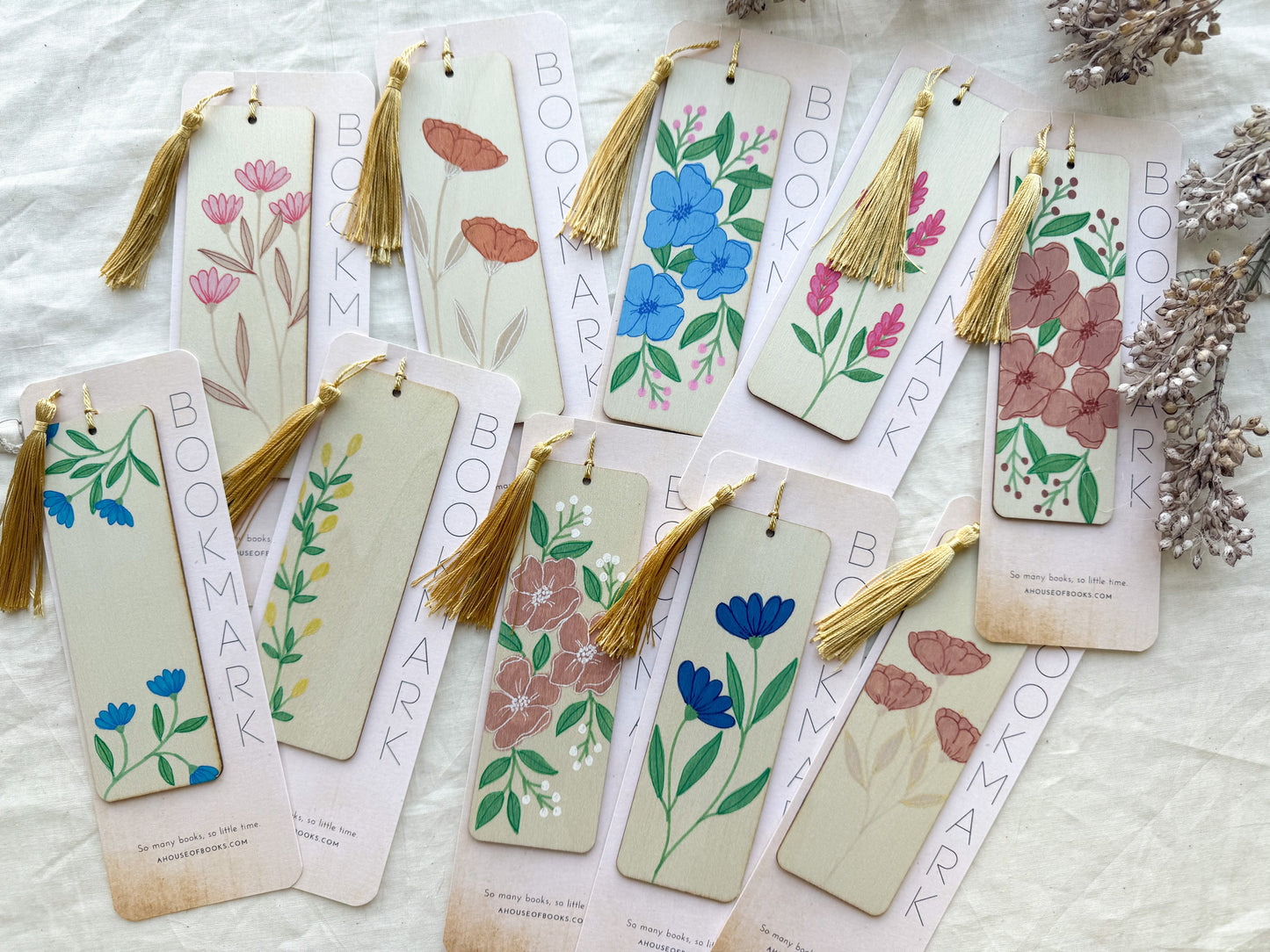Wood Bookmarks- Floral - Premium Bookmarks from A House of Books - Just $10! Shop now at Concordia Style Boutique