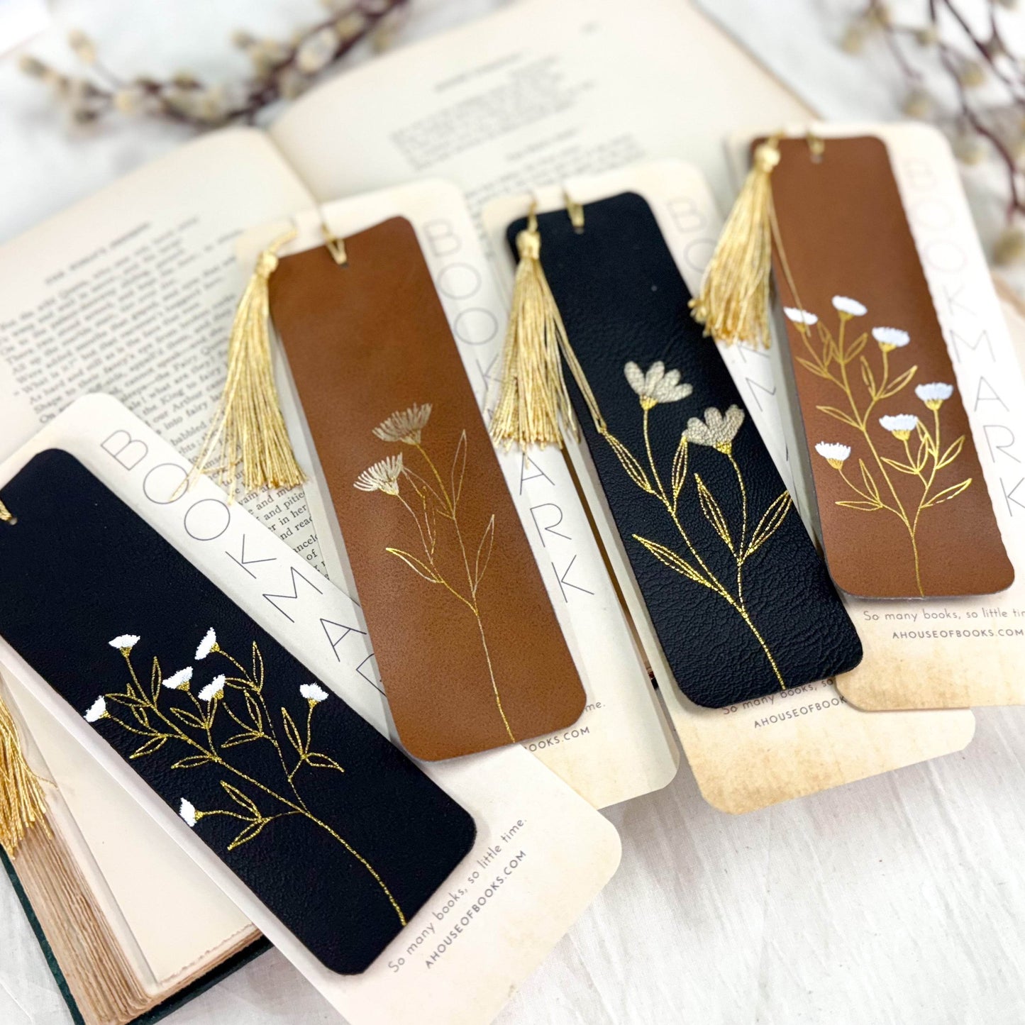 Leather Tassel Bookmarks-Floral - Concordia Style Boutique