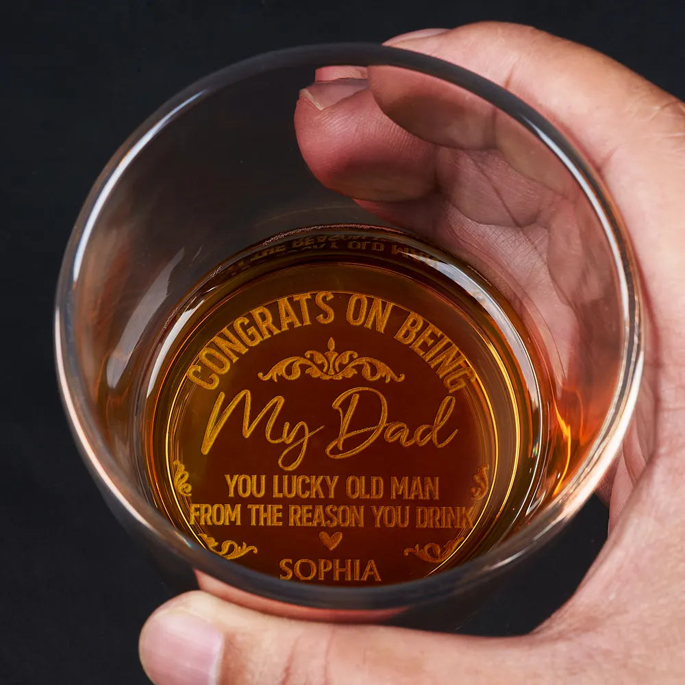 Personalized Engraved Whiskey Glass "Congrats On Being My Dad - From The Reason You Drink" - Personalized Gift - Premium Whiskey Glass from Concordia Style Boutique - Just $25.76! Shop now at Concordia Style Boutique