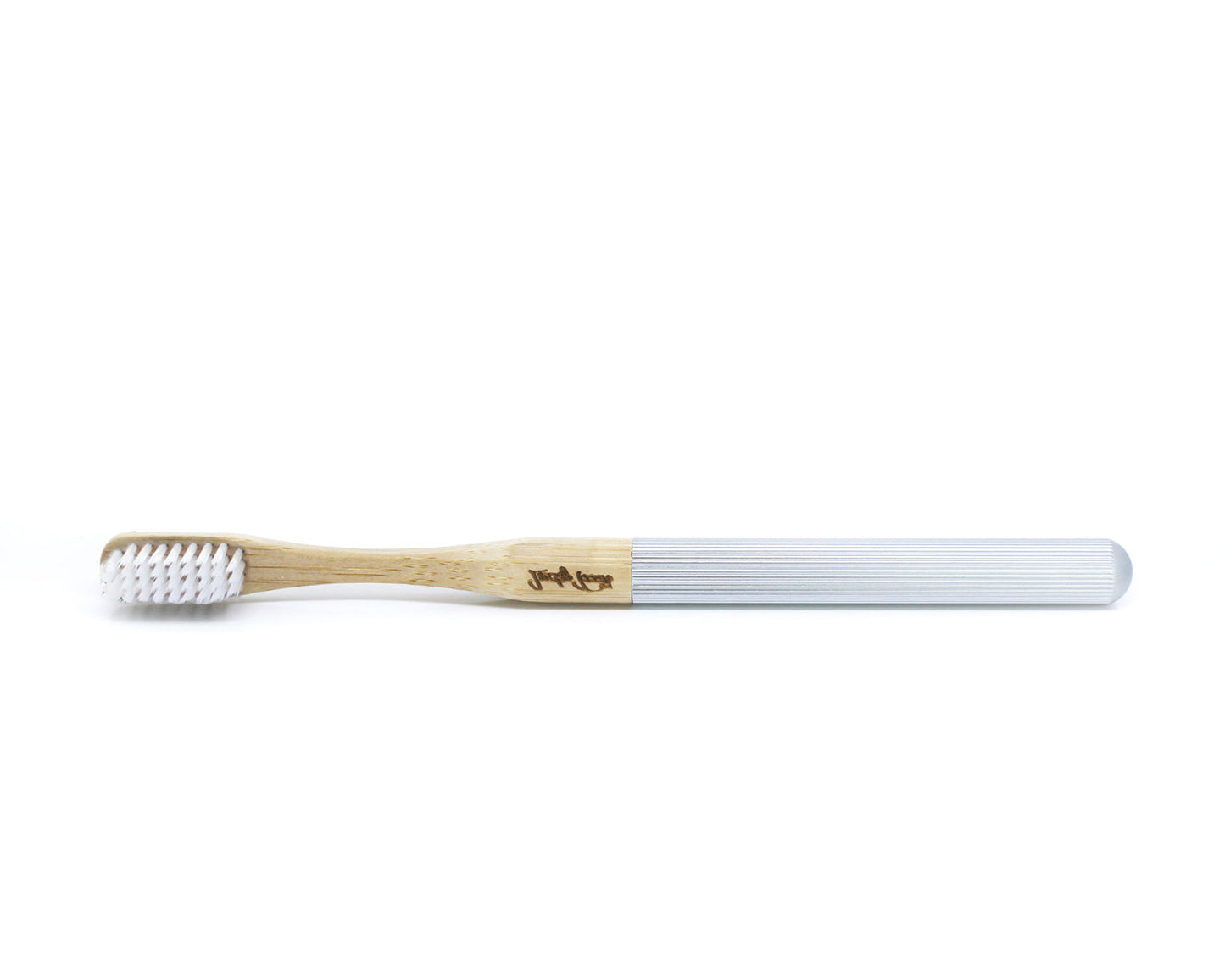 Replaceable Bamboo Toothbrush Aluminum Handle - Soft White Bristles
