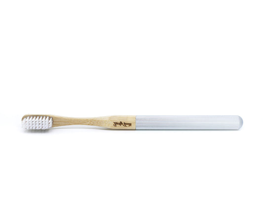 Replaceable Bamboo Toothbrush Aluminum Handle - Soft White Bristles