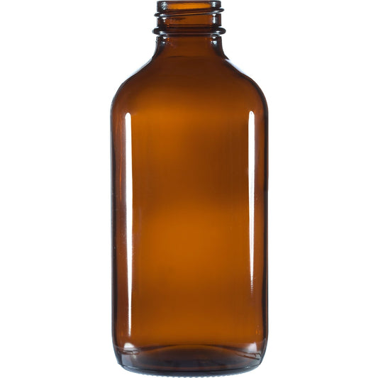 Amber Boston Round Bottles - 8 oz