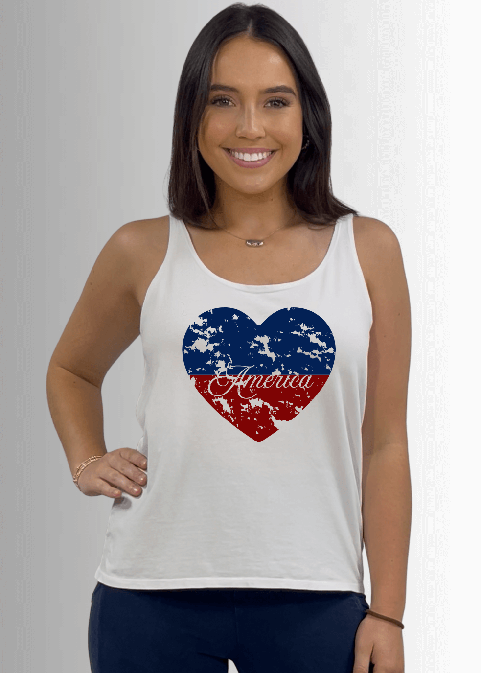 America Heart Graphic Premium Cotton Tank - Concordia Style Boutique