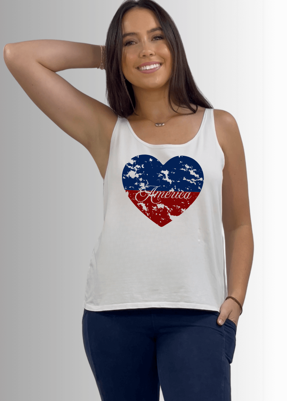 America Heart Graphic Premium Cotton Tank - Concordia Style Boutique