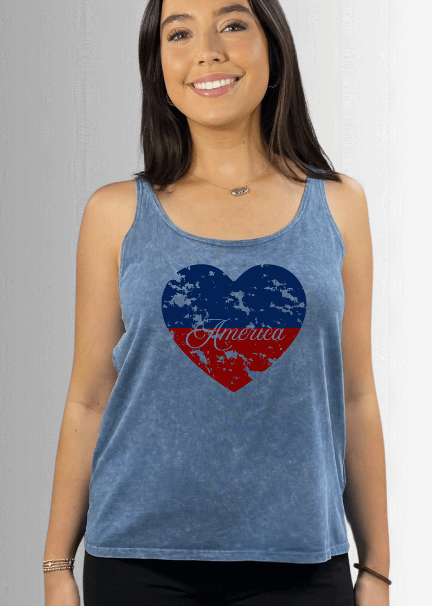 America Heart Graphic Premium Cotton Tank - Concordia Style Boutique