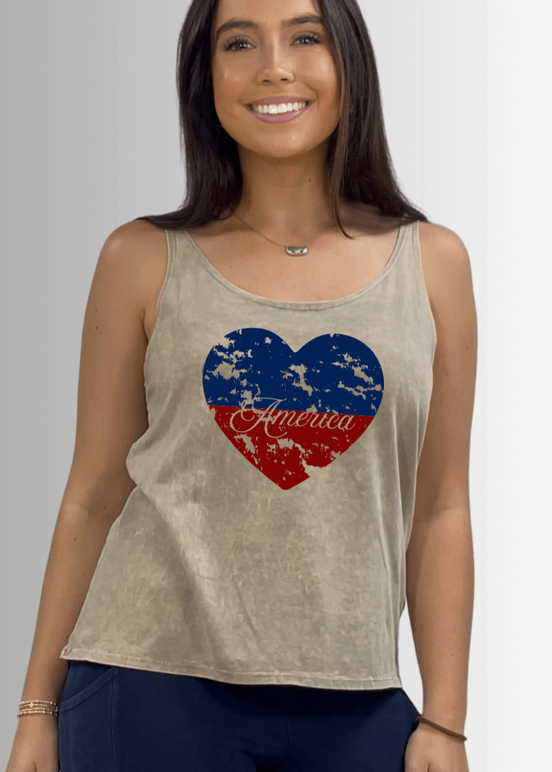 America Heart Graphic Premium Cotton Tank - Concordia Style Boutique