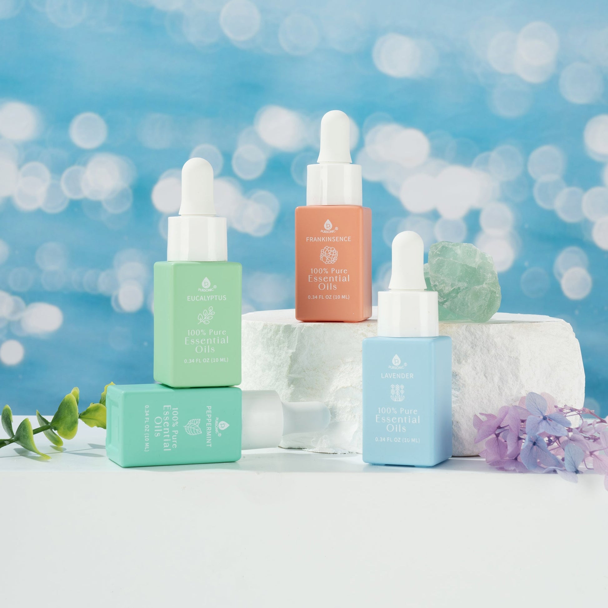 100% Pure Natural Essence Essential Oils – Nature’s Healing Power with Eucalyptus, Frankincense, Lavender, and Peppermint - Concordia Style Boutique