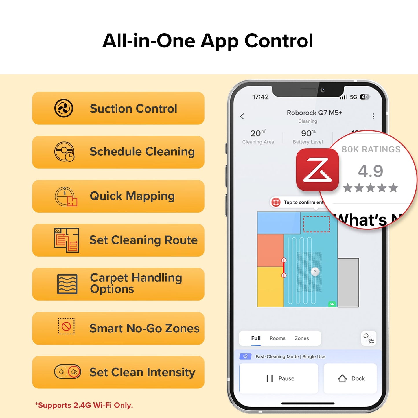 Roborock Q7 M5+ Robot Vacuum and Mop with Auto- Empty Dock (Upgraded from Q7 Max+)
