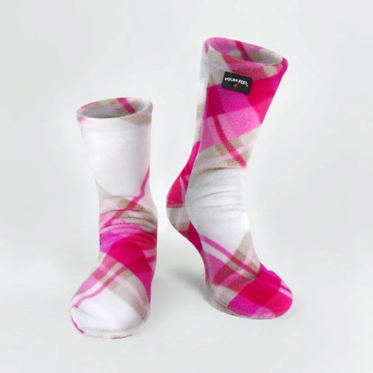 Polar Feet Fleece Socks - Pink Argyle