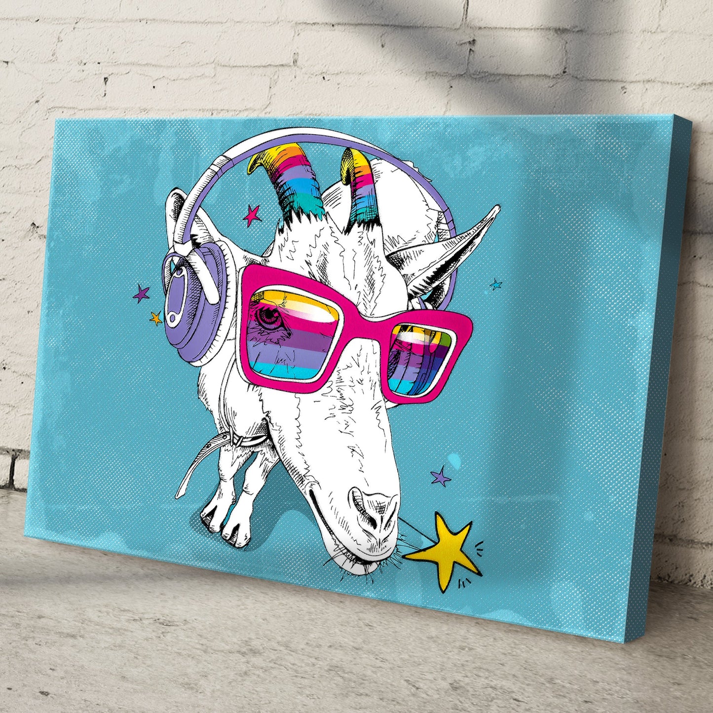Rainbow Cool Goat Canvas Wall Art
