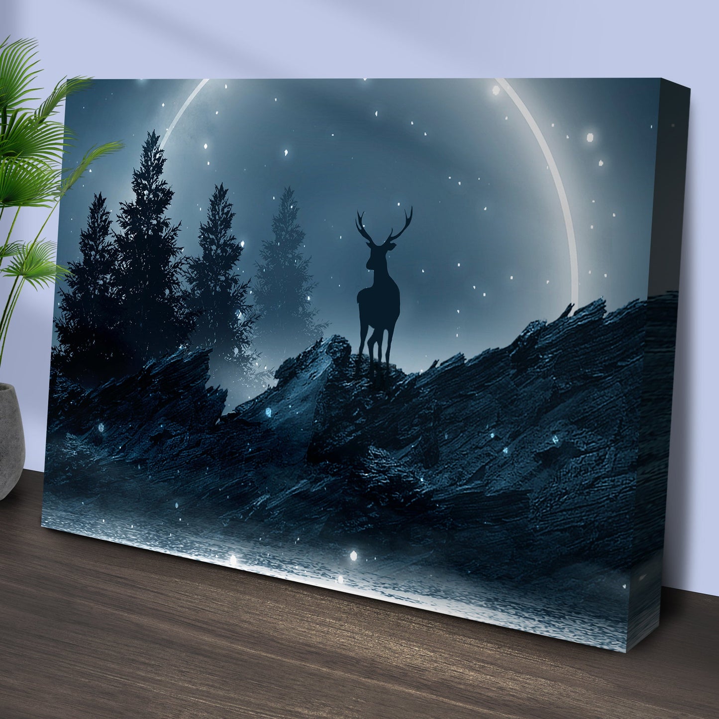 Midnight Deer Canvas Wall Art