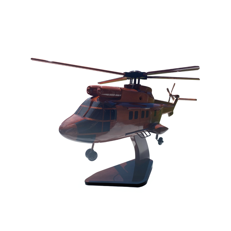 AS-332 Super Puma Mahogany Wood Desktop Helicopter Model