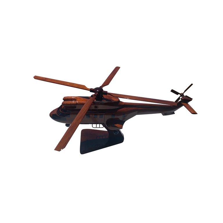 AS-332 Super Puma Mahogany Wood Desktop Helicopter Model
