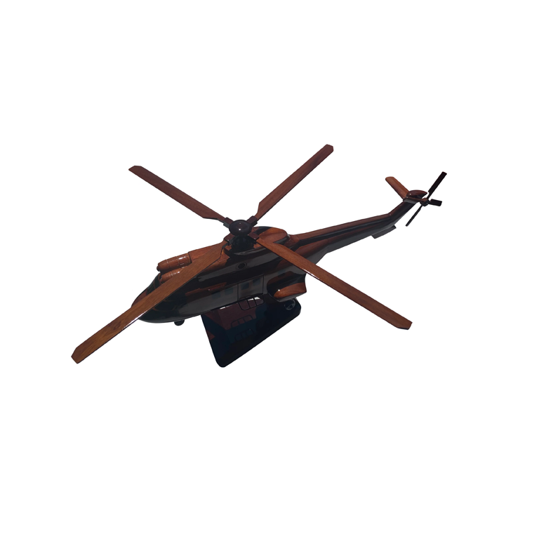AS-332 Super Puma Mahogany Wood Desktop Helicopter Model