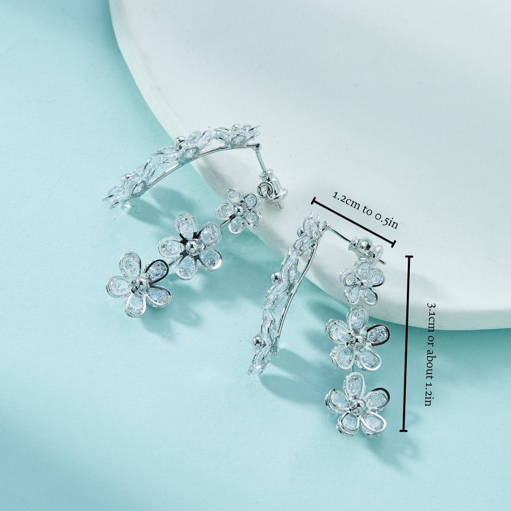 SILVER FLOWER HOOP EARRINGS (PAIR) - Concordia Style Boutique