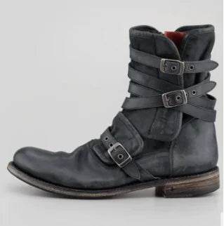 Men's Casual Short Boots with Chunky Heel & Zipper - Concordia Style Boutique