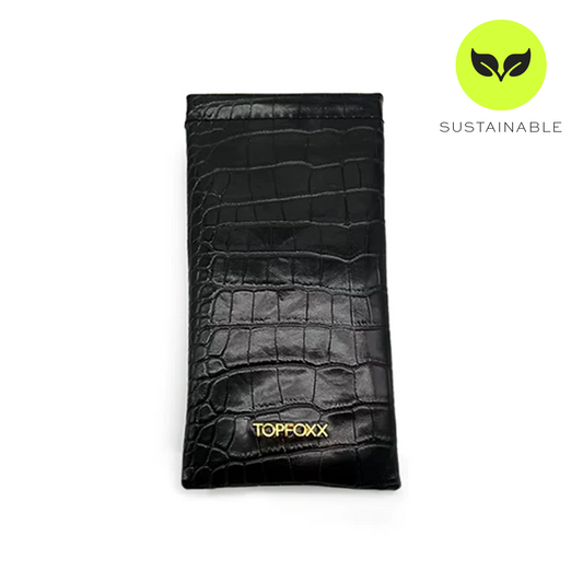 Black Faux Croco Soft Pouch - Concordia Style Boutique